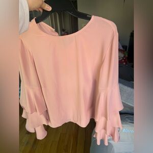 Basic Model Chic Blush Ruffle Sleeve Blouse